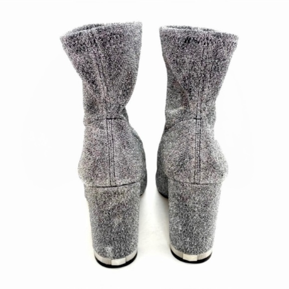 MICHAEL Michael Kors 70s Glitter Metallic Silver Stretch Ankle Heel Boot Size 10 - Picture 10 of 13